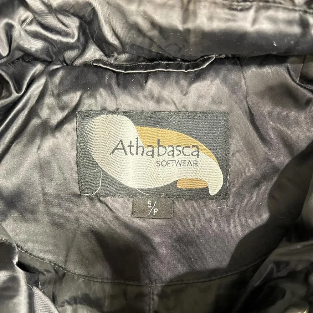 Y2K Athabasca Softwear Women’s Black Duck Down Faux Fur Hood Puffer Coat Small - Picture 3 of 7